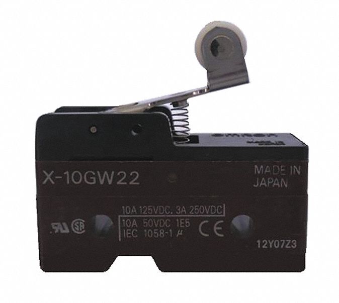 Snap Action Switch: Hinge Roller Lever Actuator, 1NO/1NC, Solder