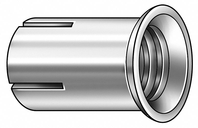 Drop-In Anchor: 1/2"-13 Thread Size, 1 in Overall Lg, 1/2 in Dia, Steel, Zinc Plated, 50 PK