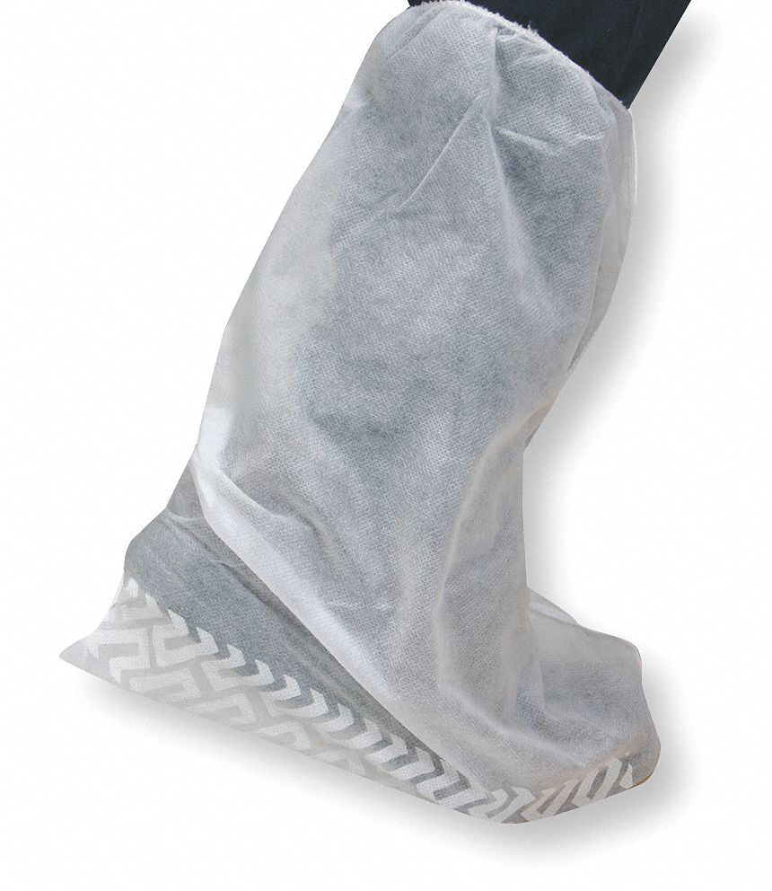 BOOT COVERS, WHITE, SLIP-RESISTANT SOLE, POLYPROPYLENE, UNIVERSAL, 200 PK