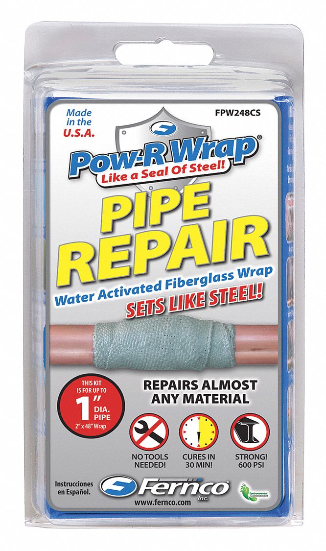 Pipe Repair Kit: Up to 1 in Pipe Dia., Up to 425°F, 2 in x 4 ft, 600 psi Line Pressure