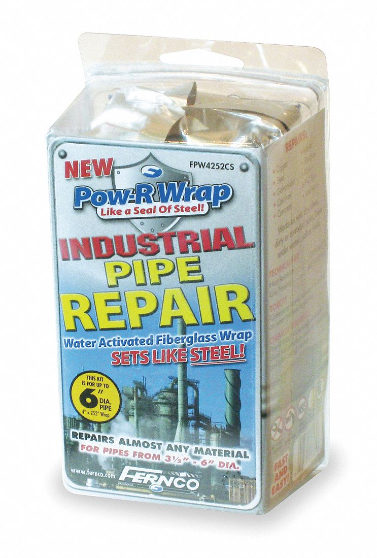 Pipe Repair Kit: 3 in to 6 in Pipe Dia., Up to 425°F, 4 in x 21 ft, 600 psi Line Pressure