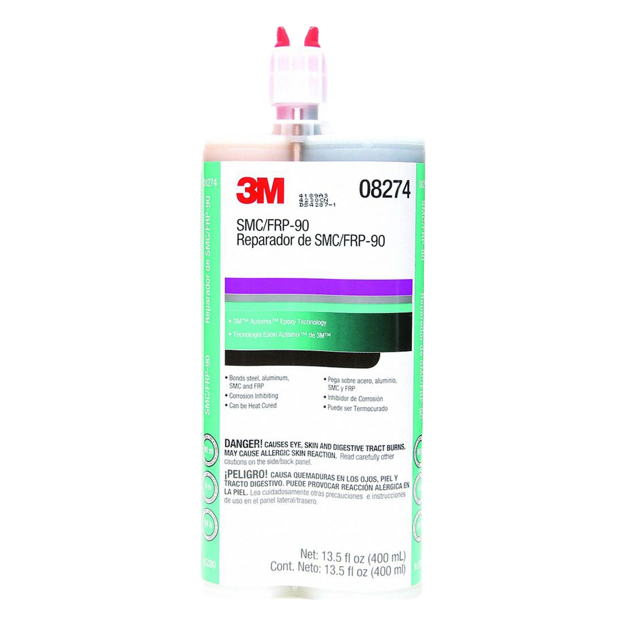 Repair Adhesive: Epoxy, Black, Fiberglass/Plastic, 90 min Working Time, 24 hr Full Cure Time