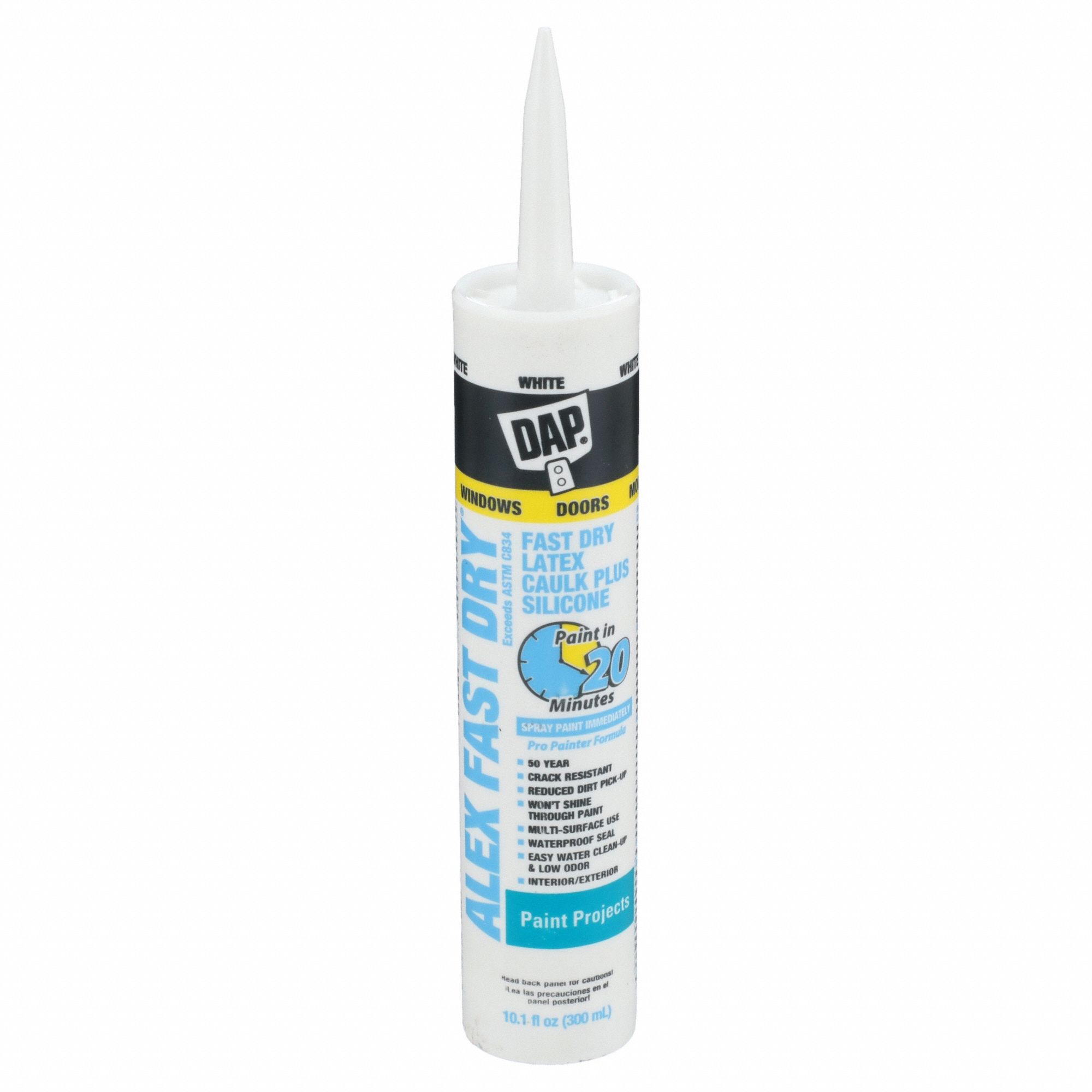 DAP, Alex Fast Dry, White, Silicone Caulk 2KVG618425 Grainger