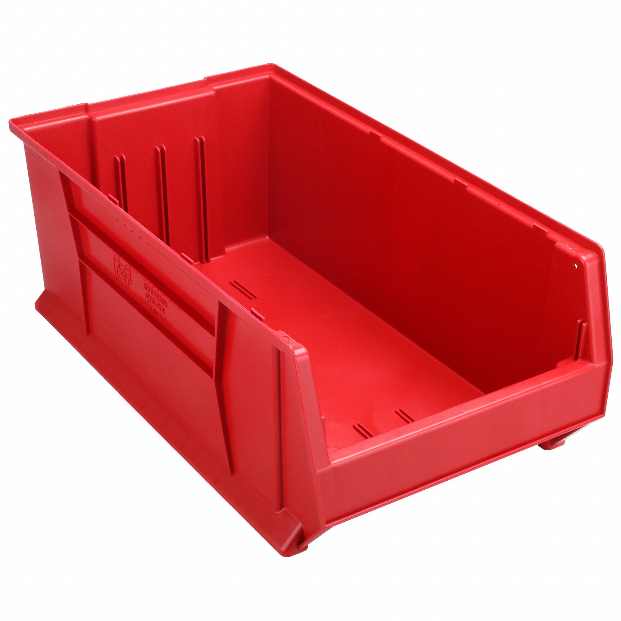 BIN, 29⅞ IN OVERALL L, 16½ IN X 11 IN, RED, STACKABLE