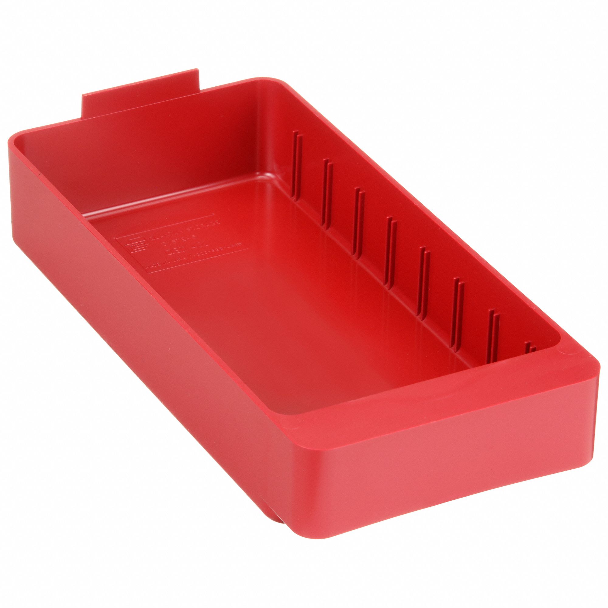 Drawer Bin: 11 5/8 in Overall Lg, 5 5/8 in x 2 1/8 in, Red, 0 Dividers