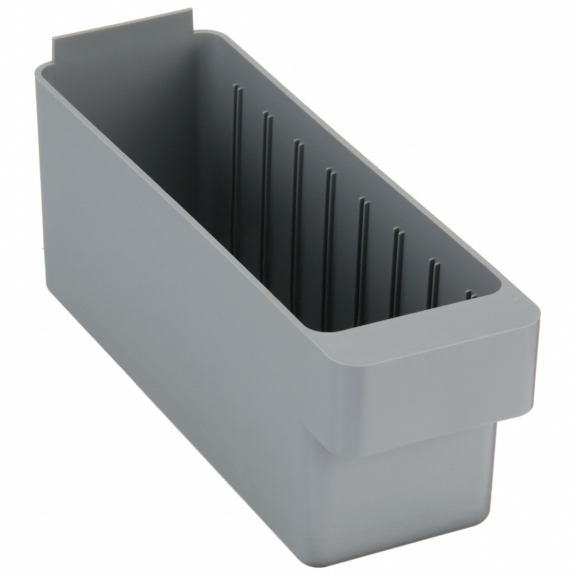 Drawer Bin: 11 5/8 in Overall Lg, 3 3/4 in x 4 5/8 in, Gray, 0 Dividers