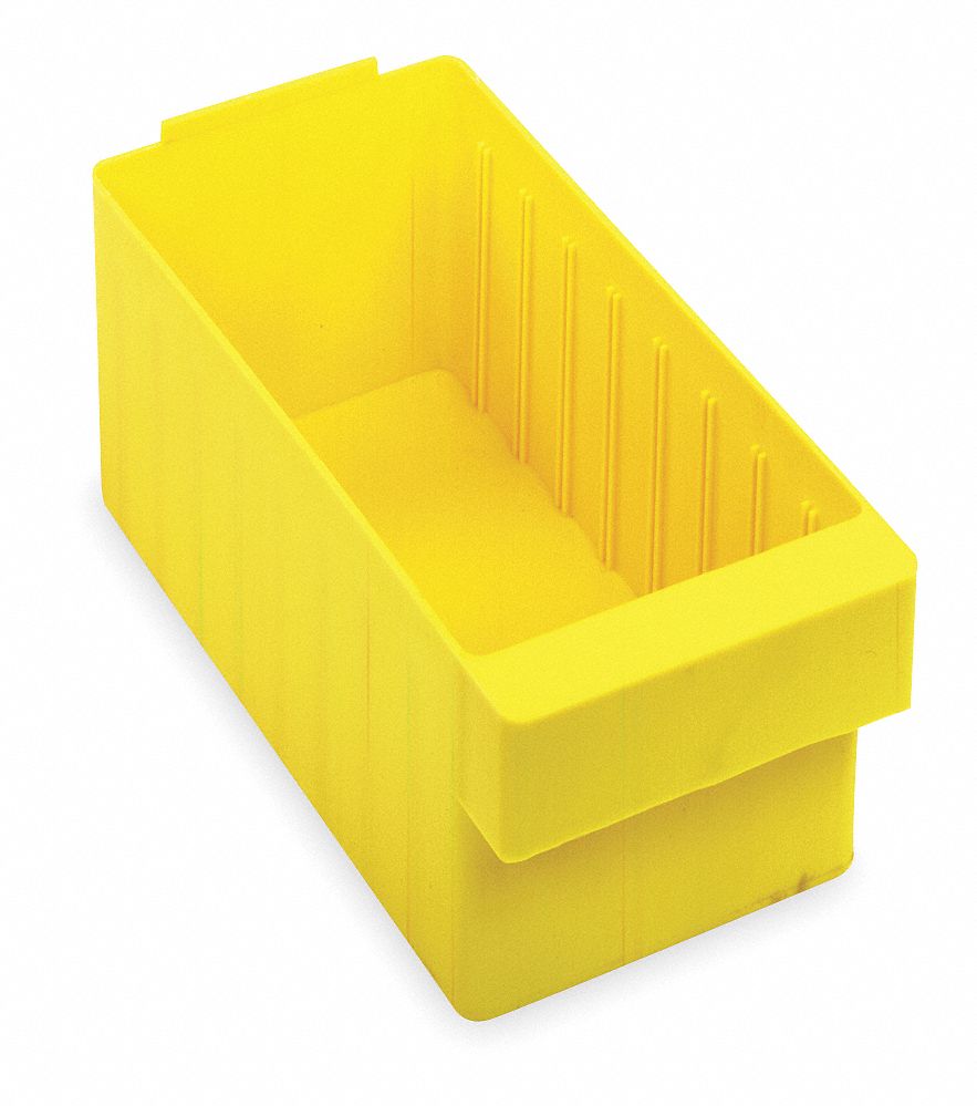Drawer Bin: 11 7/8 in Overall Lg, 5 5/8 in x 4 5/8 in, Yellow, 0 Dividers