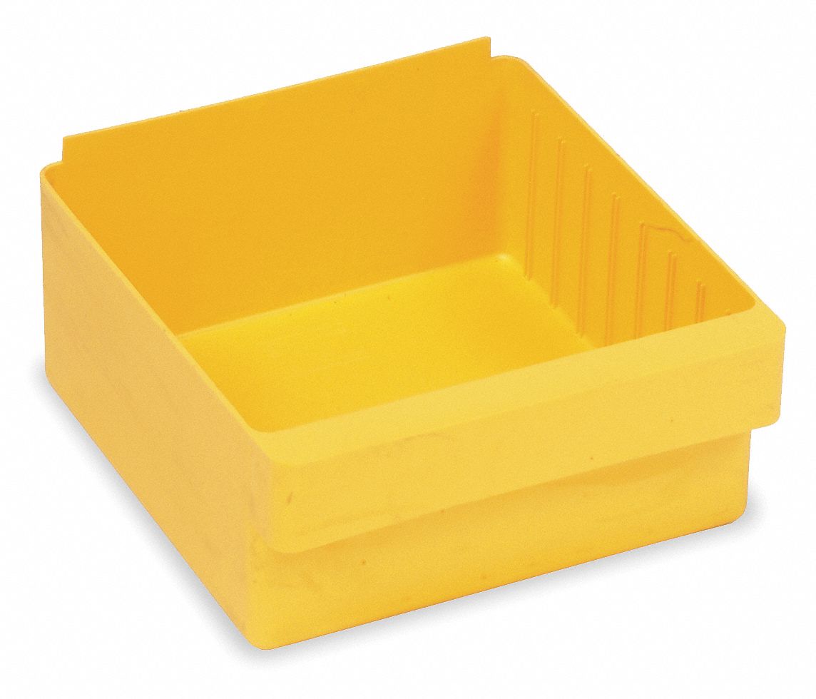 Drawer Bin: 11 5/8 in Overall Lg, 8 3/8 in x 4 5/8 in, Yellow, 0 Dividers