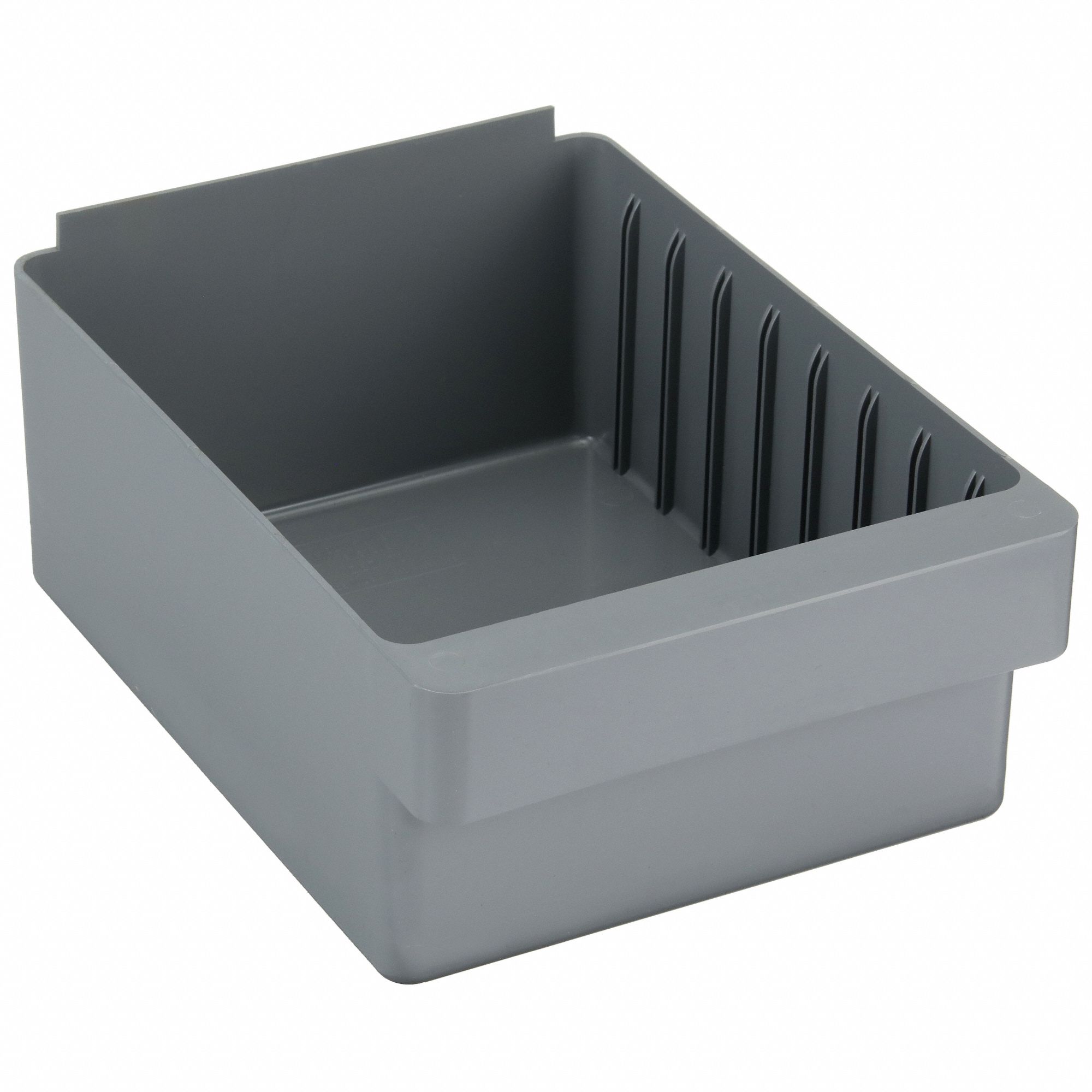 Drawer Bin: 11 5/8 in Overall Lg, 8 3/8 in x 4 5/8 in, Gray, 0 Dividers