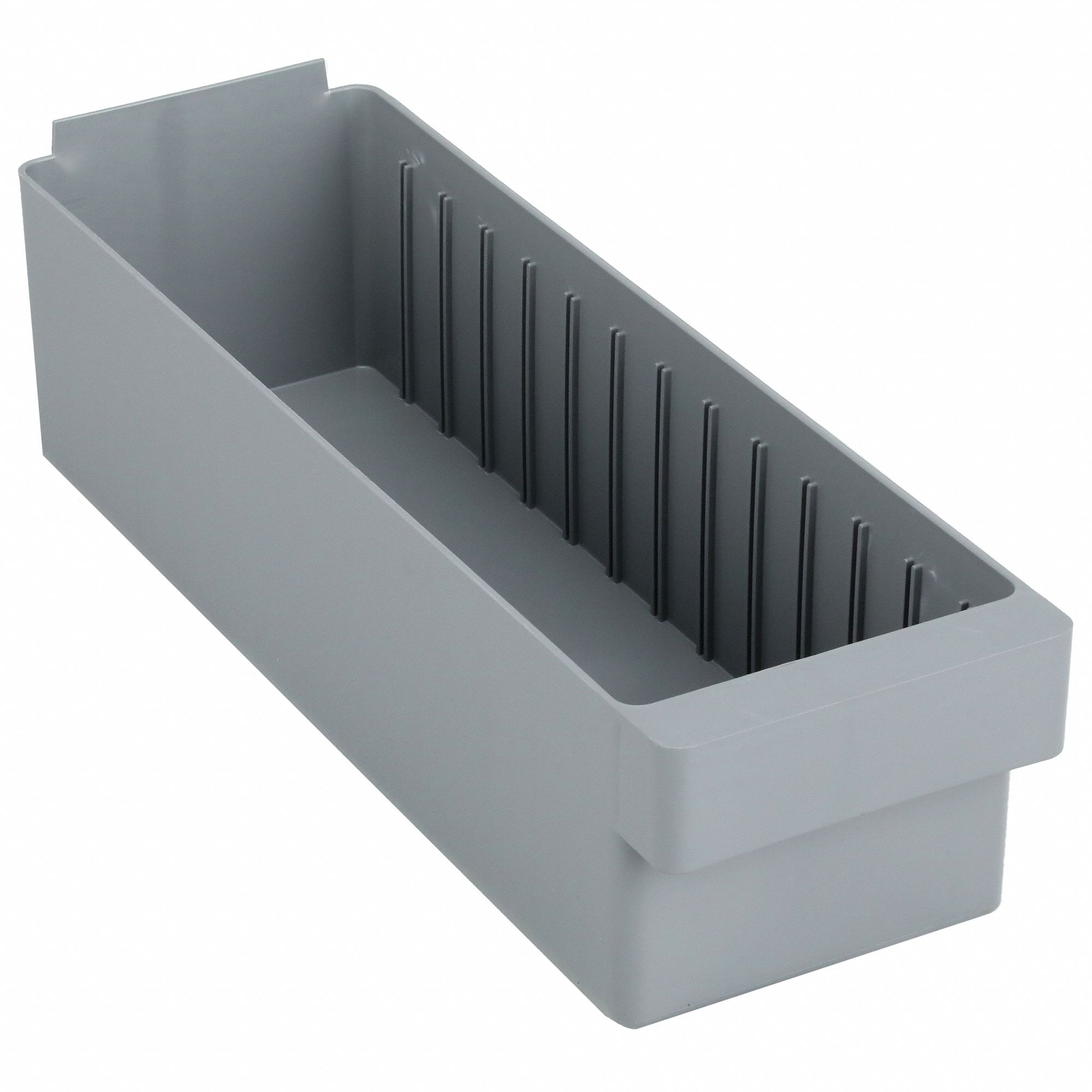 Drawer Bin: 17 3/4 in Overall Lg, 5 5/8 in x 4 5/8 in, Gray, 0 Dividers