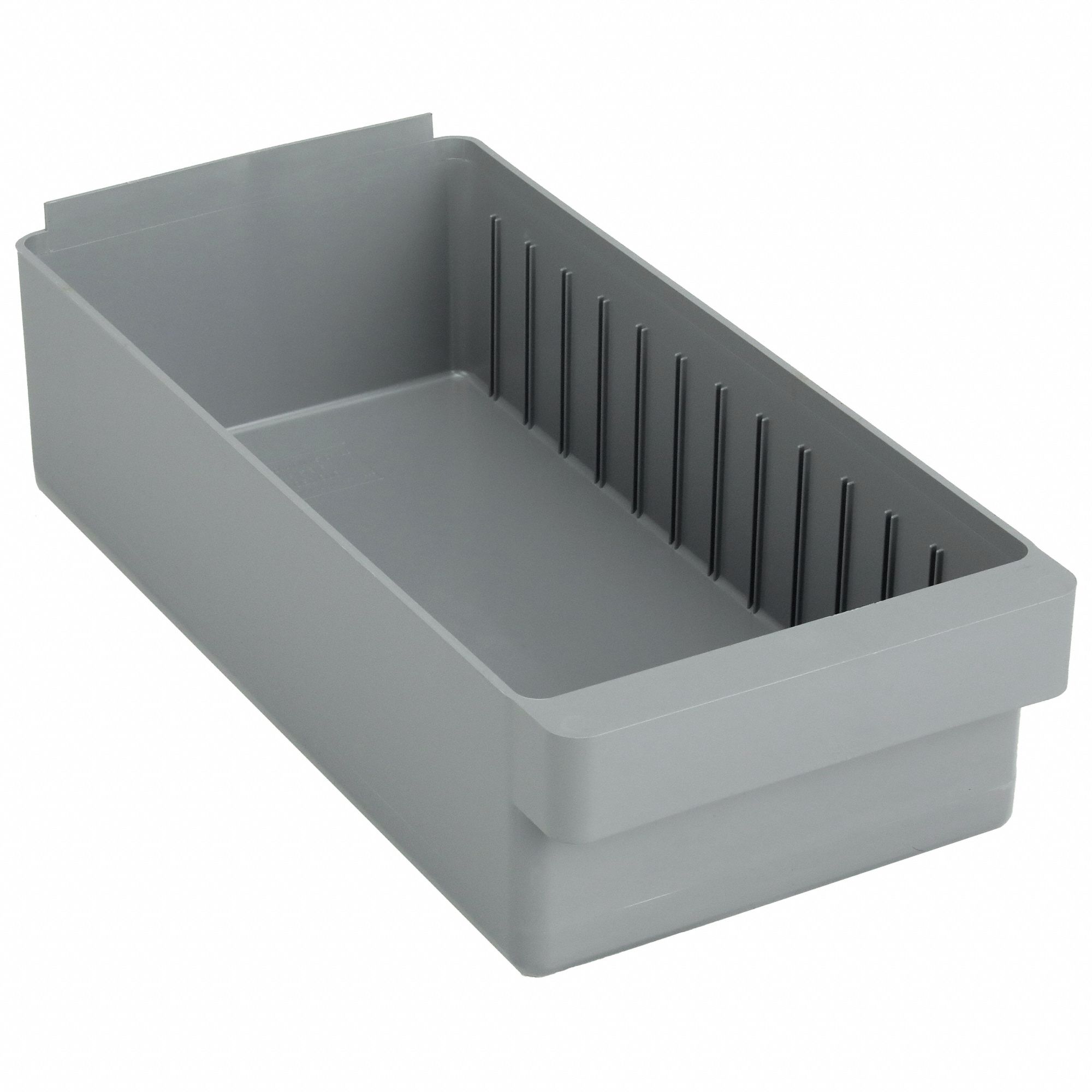 Drawer Bin: 17 5/8 in Overall Lg, 8 3/8 in x 4 5/8 in, Gray, 0 Dividers