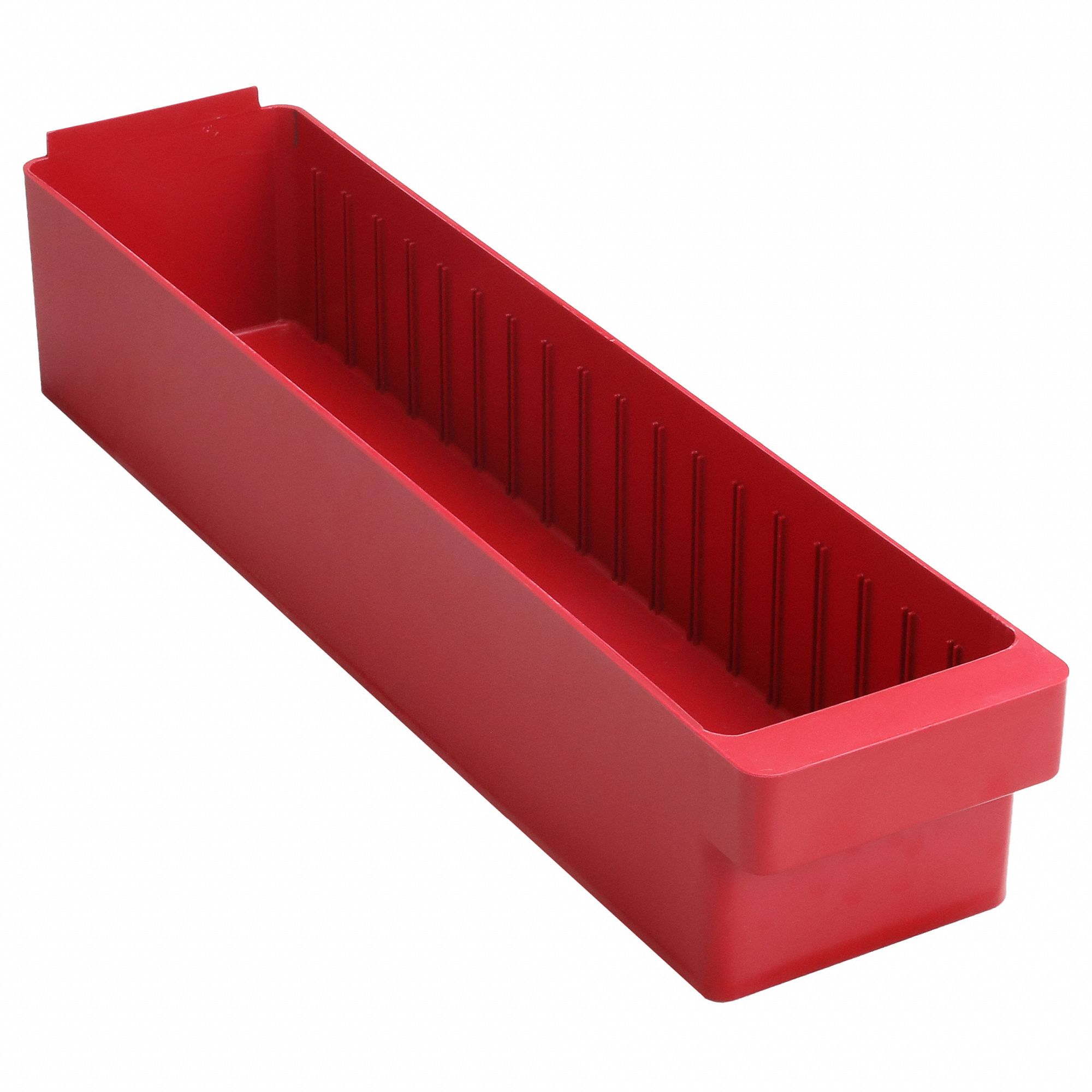 Drawer Bin: 24 in Overall Lg, 5 5/8 in x 4 5/8 in, Red, Not Stacking Capable