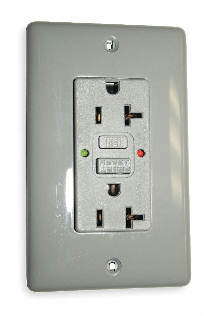 GFCI Receptacle,Self Test,20A,520R,Gray Grainger
