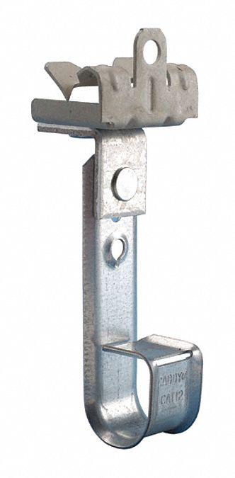 J-Hook Clamp: Hammer-On with Locking Latch, 3/4 in Max. Bundle Dia., Galvanized Steel