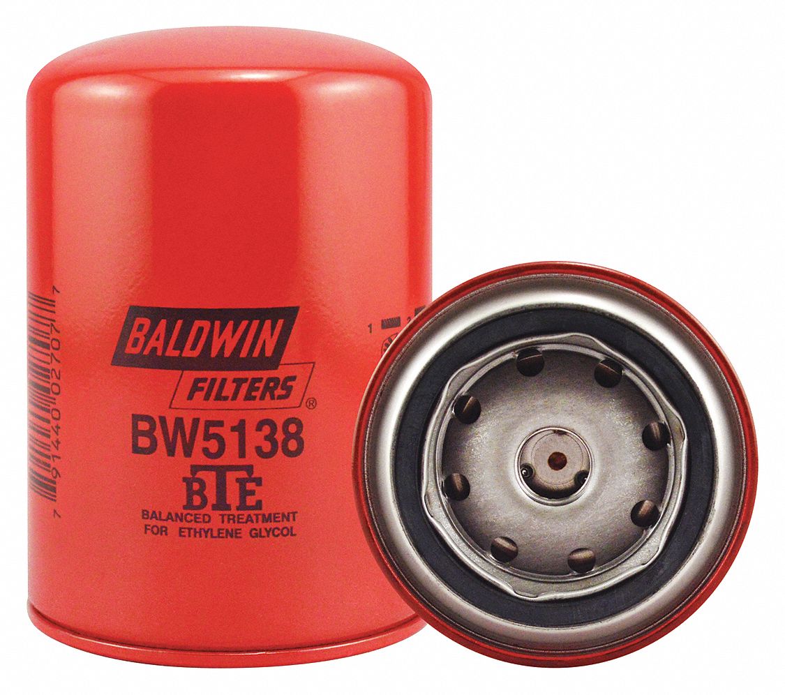 BALDWIN FILTERS Coolant Filter, SpinOn, 5 3/8 in Length, 3 11/16 in Width, 5 3/8 in Height, 11/