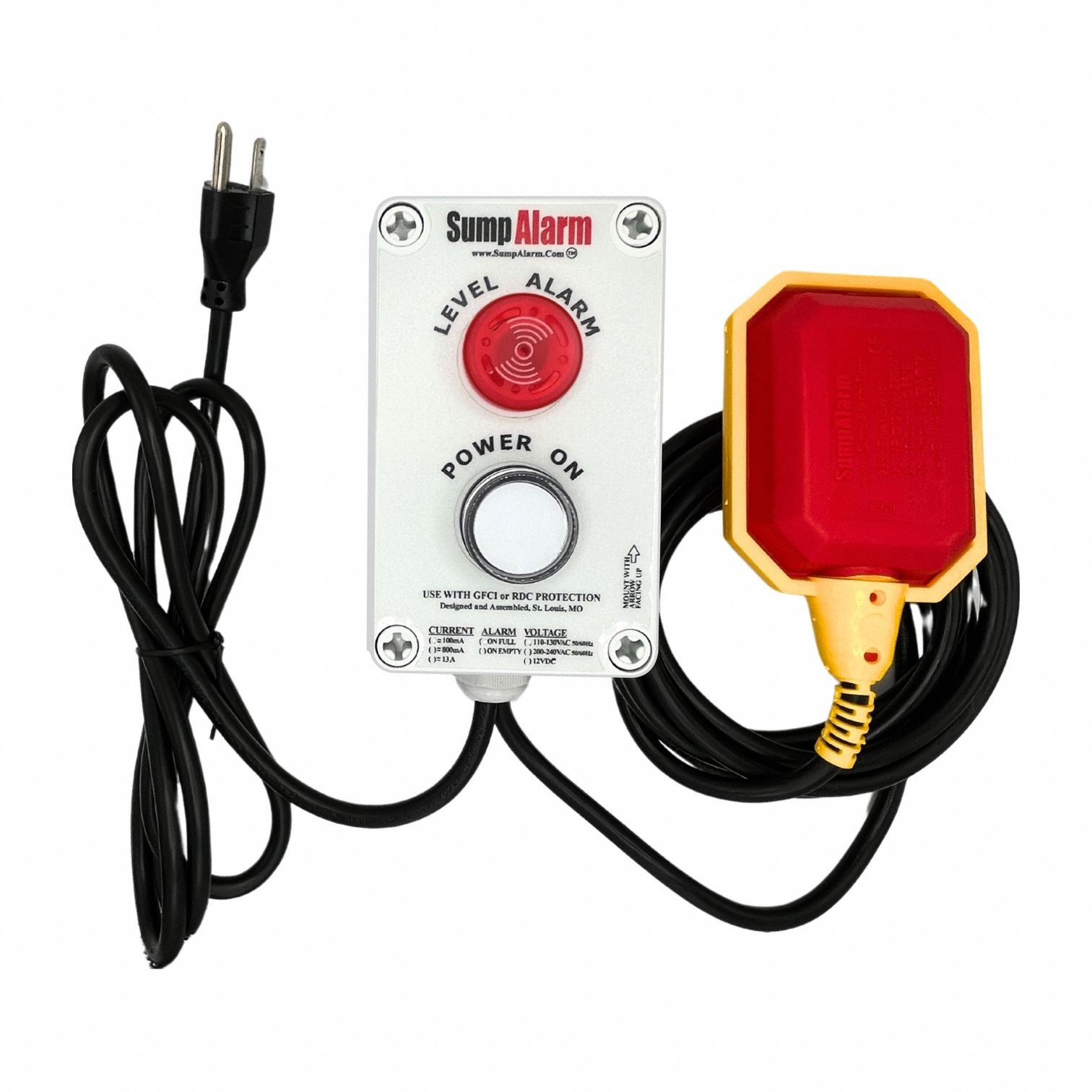 High Water Alarm: High Level, 120V AC, Auto/Manual, 90 dB, Audio/Visual, 1 Alarm Inputs