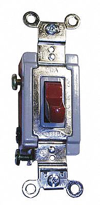 WALL SWITCH, TOGGLE SWITCH, SINGLE POLE/DOUBLE THROW, RED, 15 A, SCREW TERMINALS