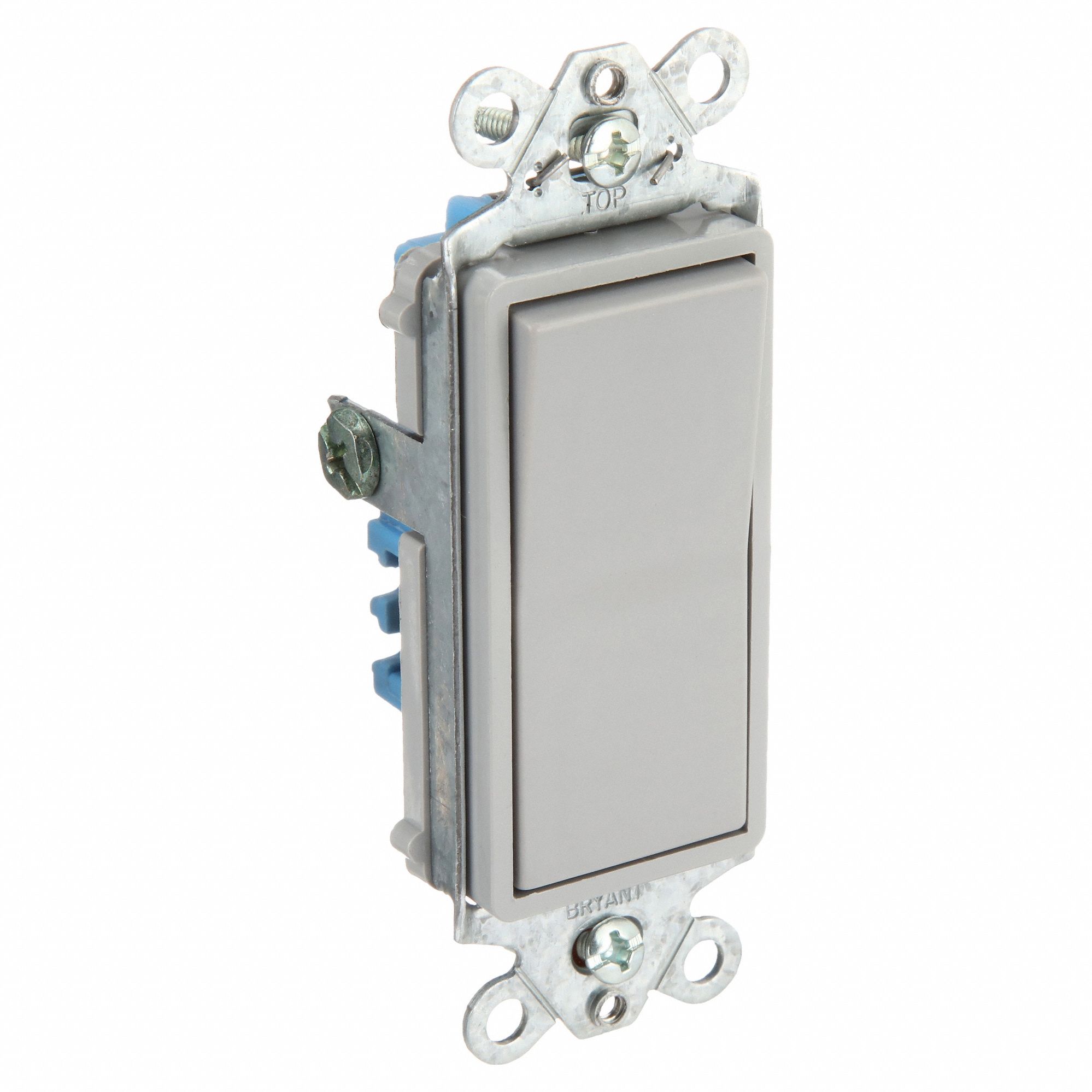 Wall Switch: Rocker Switch, 3-Way, Gray, 15 A, 120/277V AC, Screw Terminals