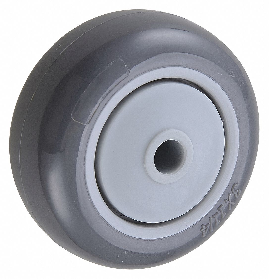POLYURETHANE TREAD ON PLASTIC CORE WHEEL, 3 IN WHEEL DIAMETER, 1¼ IN WHEEL W, GREY