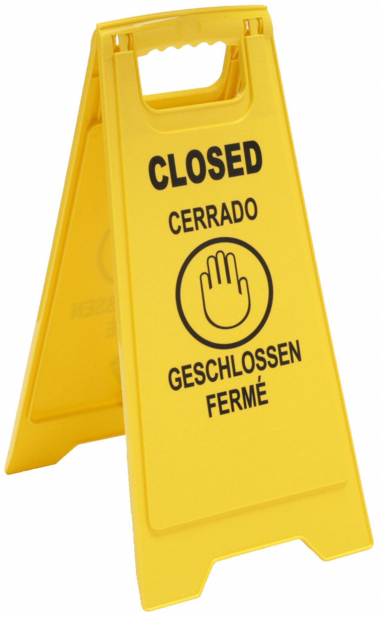 FLOOR SIGN,CLOSED,MULTILINGUAL,YELL