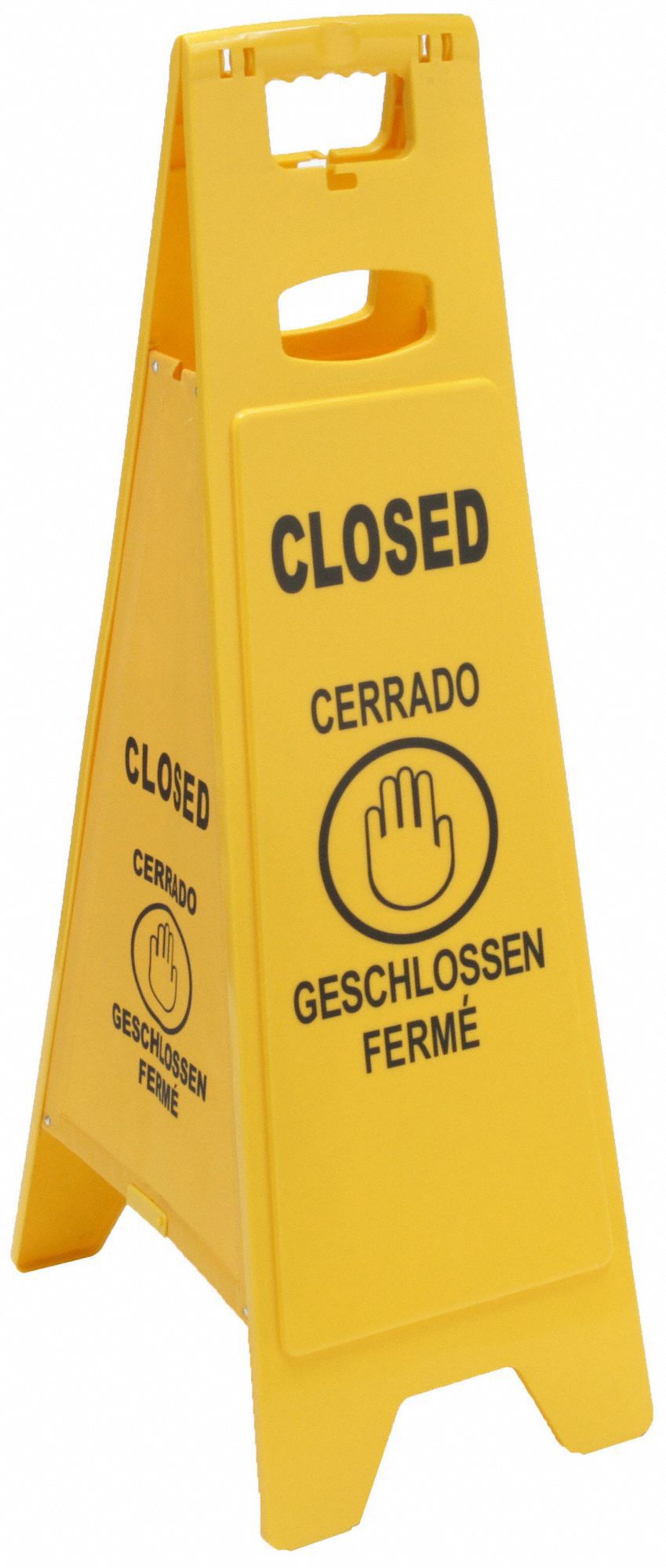 FLOOR SIGN,CLOSED,MULTILINGUAL,YELL