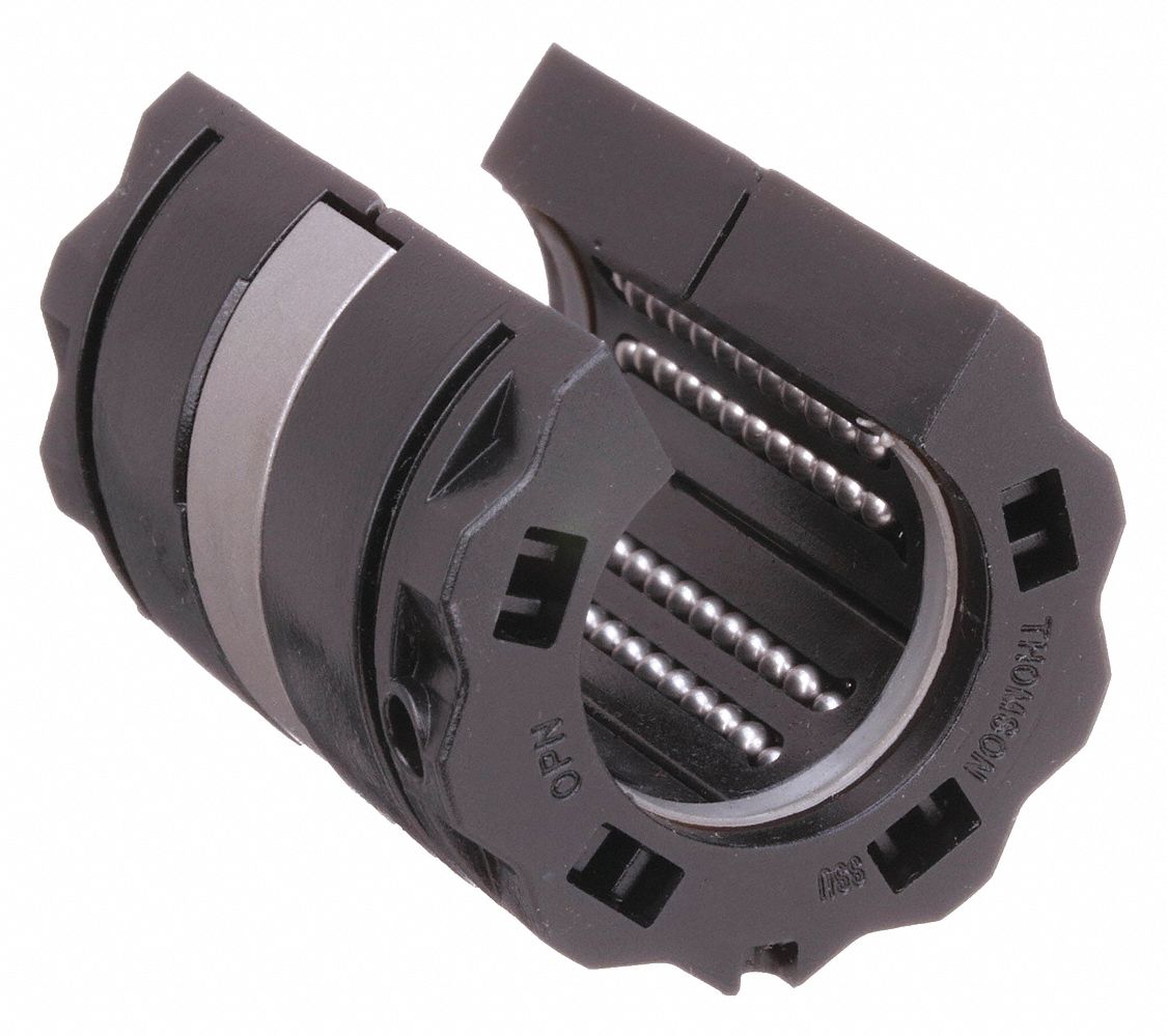 Linear Ball Bearing: 1/2 in Inside Dia, 230 lbf Dynamic Load Capacity, No Wipers