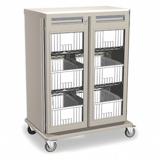IV Cart,Polymer,Taupe,w/6 Tote Boxes - Grainger
