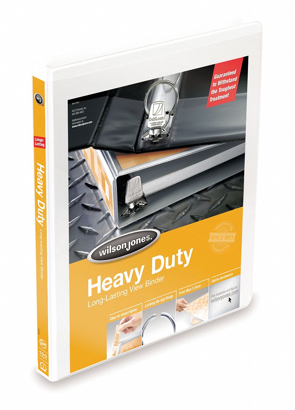 3-Ring Binder: 1/2 in Ring Size - Binders, Round, 120 Sheet Capacity - Binders, White, Clear Sleeve