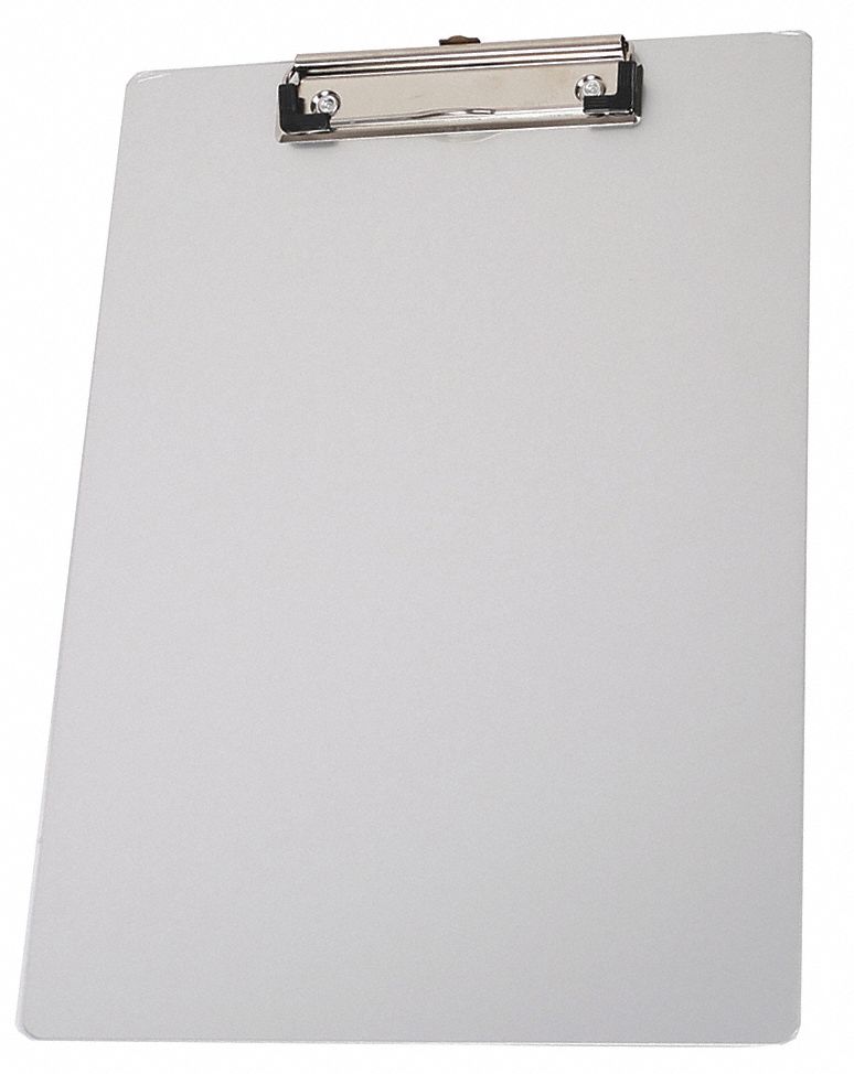 Clipboard: Letter Paper Size Name, Aluminum, 1/2 in Clip Capacity, 9 in Overall Wd, Silver, Aluminum