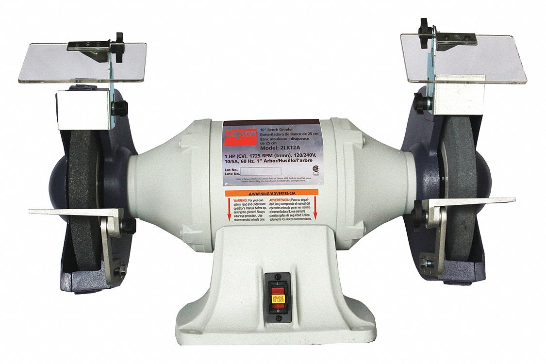 BENCH GRINDER, FOR 10 IN MAX WHEEL DIAMETER, FOR 1 IN MAX WHEEL THICK, SINGLE SPEED