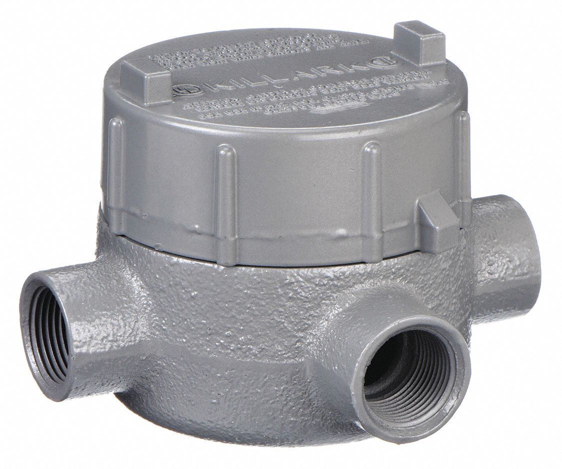 Conduit Outlet Body: Iron, GE, 1/2 in Trade Size, T Body, 19 cu in Body Capacity
