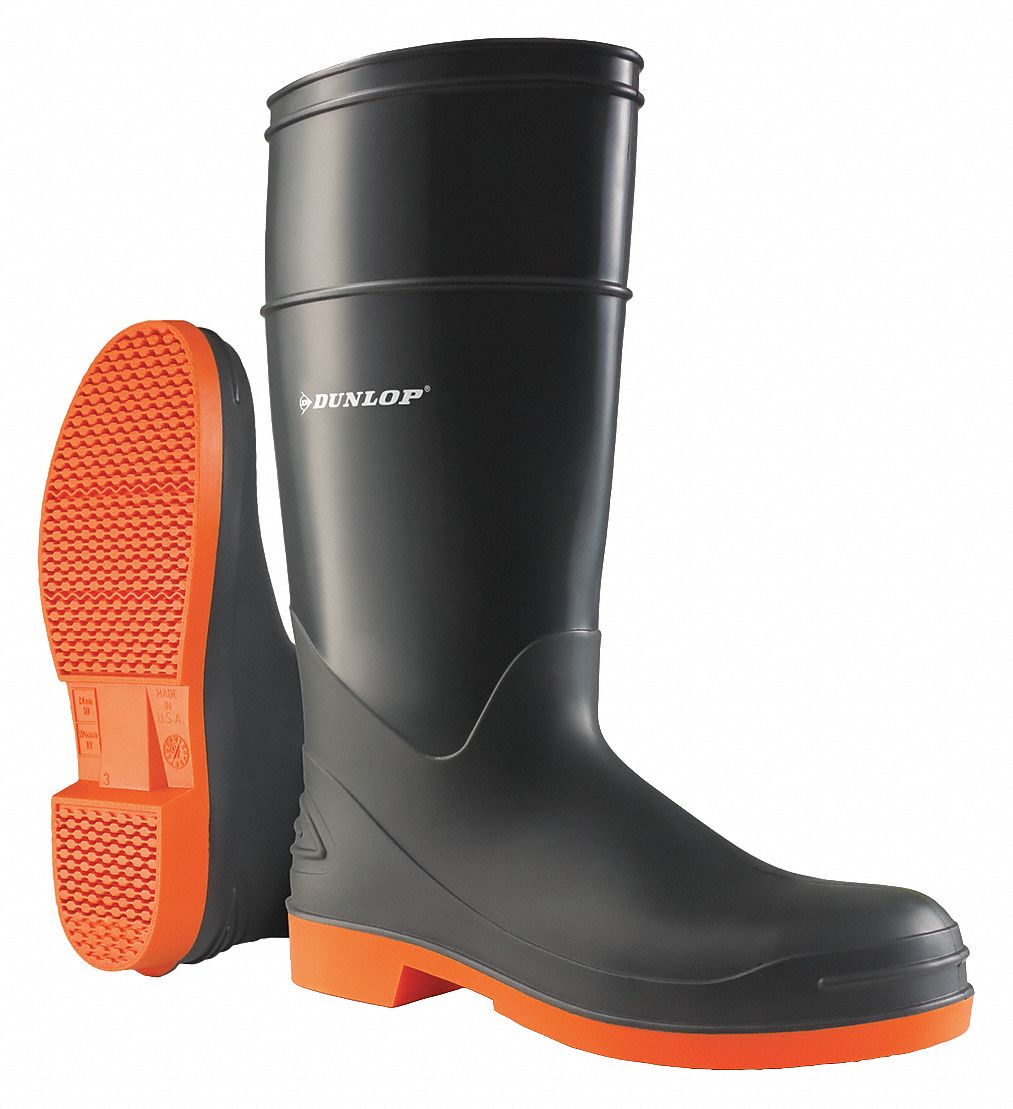 DUNLOP Rubber Boot, Men's, 13, Knee, Steel Toe Type, PVC, Superpoly ...