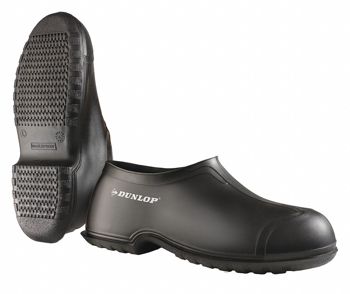 MEN'S OVERSHOES, M, SZ 8 TO 9, PVC/FLEX-O-THANE, BLK, 4 IN H, NON-CSA, CLEATED OUTSOLE