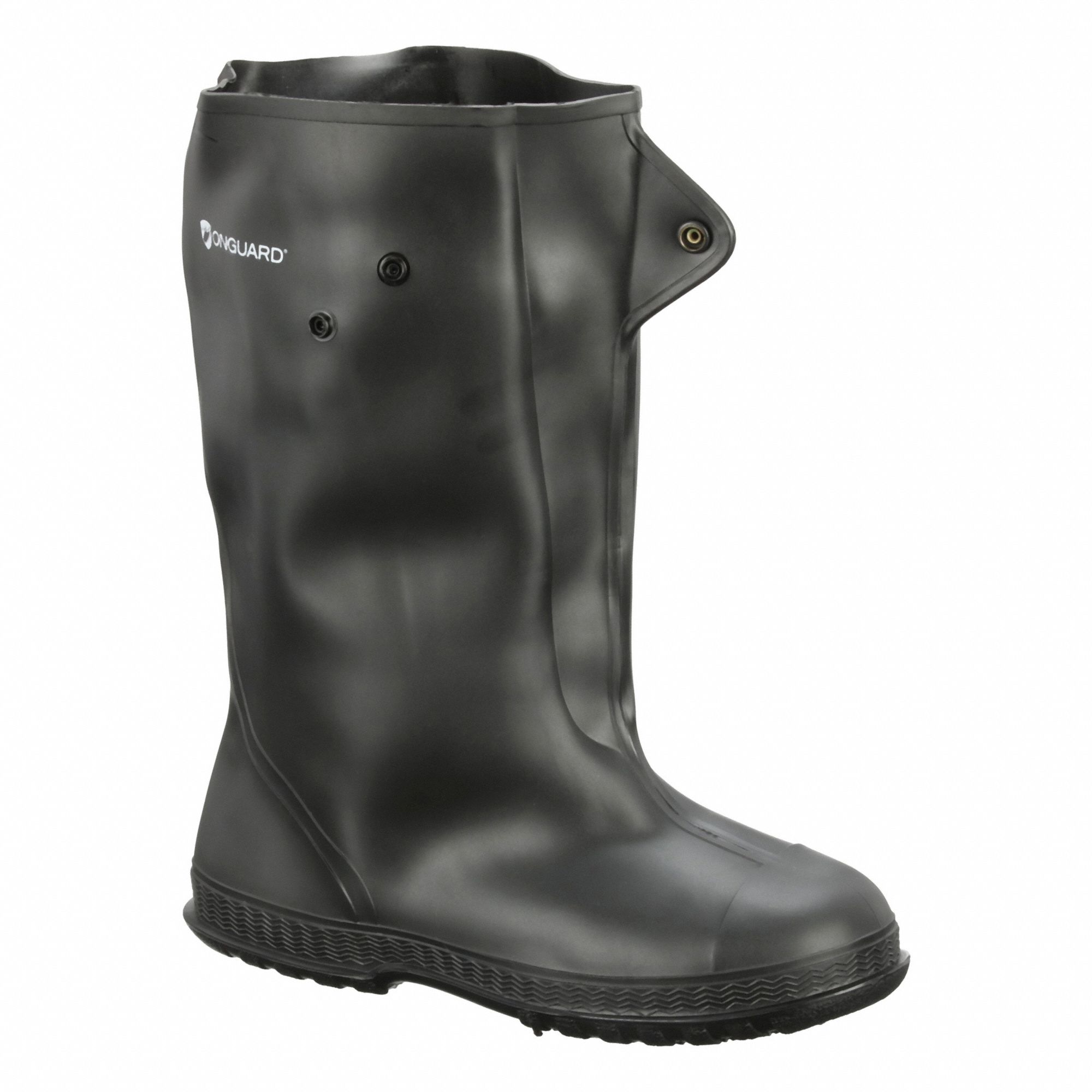 Overboot: Knee Shoe, Cleated, Black, 12 For Men's Shoe Size - Min, 86030, Black, PVC, 1 PR