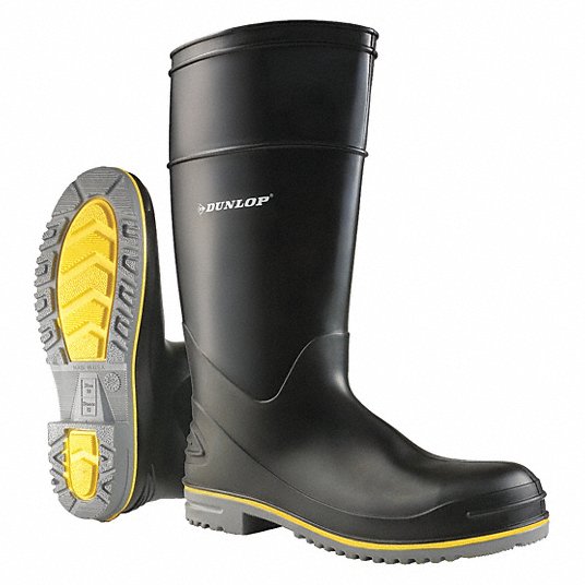 Rubber Boot: Defined Heel/Oil-Resistant Sole/Steel Toe/Waterproof, Rigid  Steel, Polyblend/PVC, 1 PR