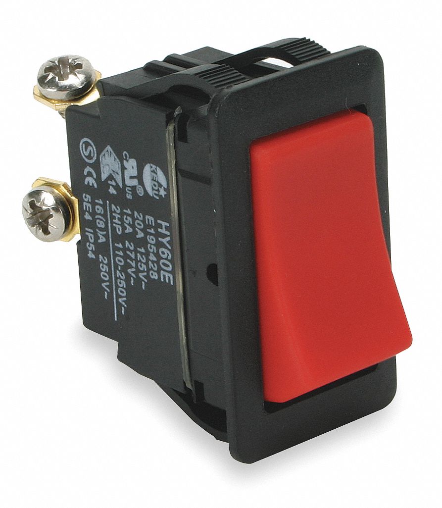 POWER FIRST Rocker Switch, Contact Form SPST, Number of Connections 2