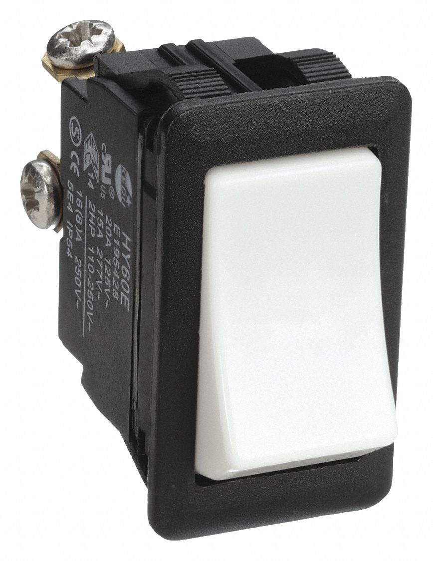 ROCKER SWITCH, SERIES HY60, 2 POSITIONS, SPST, ON/OFF, 2 HP