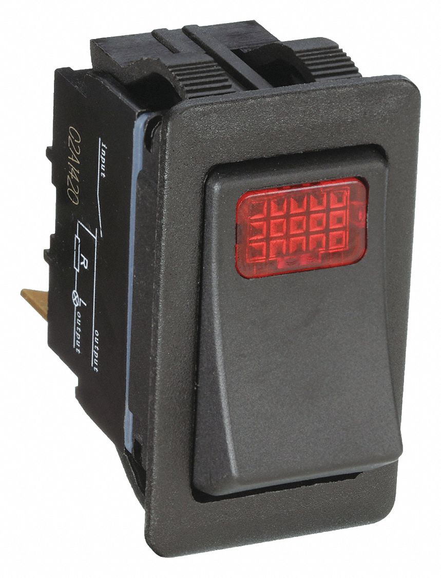 Lighted Rocker Switch, SPST, Lighted Rocker Switch 2LNC12LNC1 Grainger
