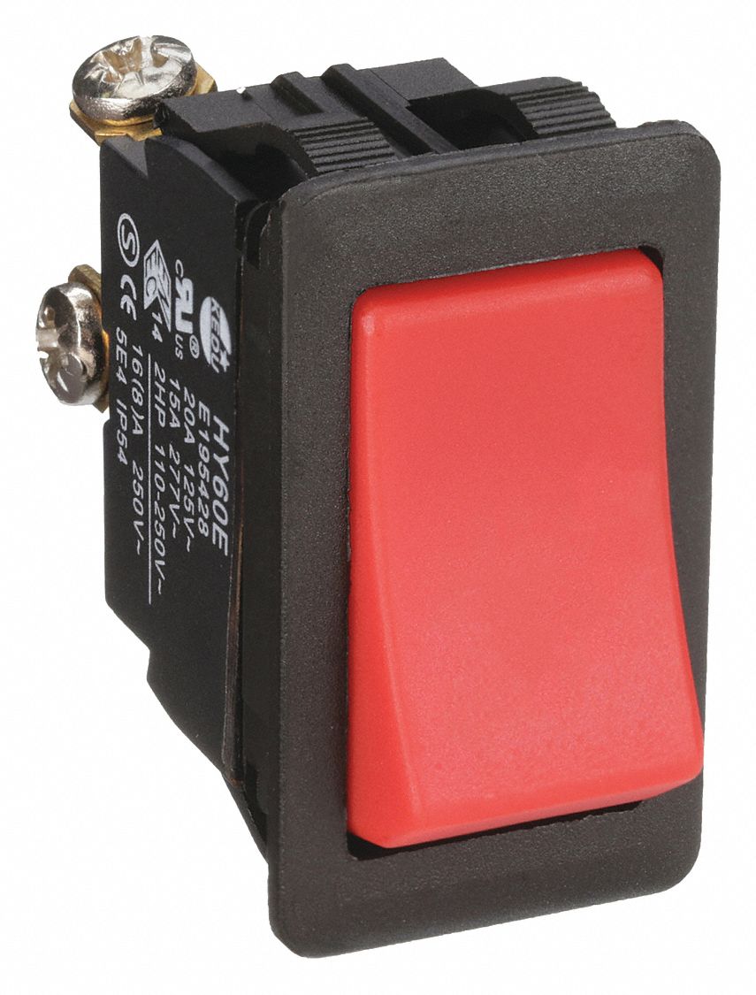 ROCKER SWITCH, SERIES HY60, 2 POSITIONS, SPST, MOMENTARY ON/OFF, 2 HP