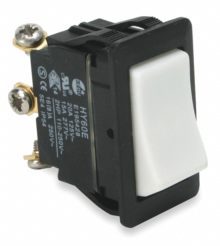ROCKER SWITCH, SERIES HY60, 2 POSITIONS, SPDT, ON/ON, 2 HP, TAB