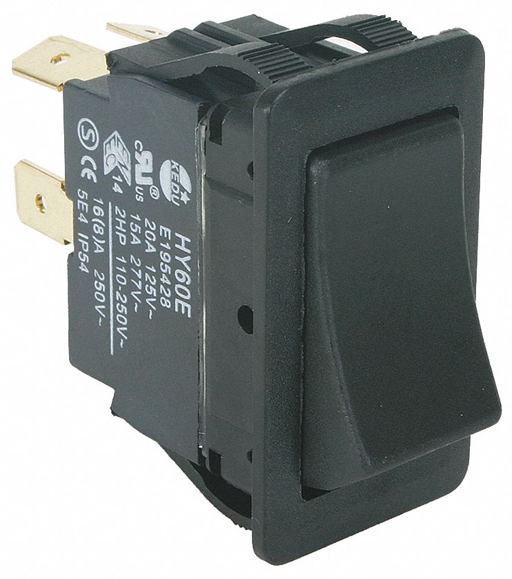 POWER FIRST Rocker Switch, Contact Form DPST, Number of Connections 4
