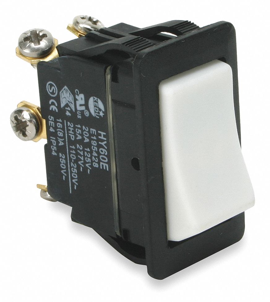 ROCKER SWITCH, SERIES HY60, 2 POSITIONS, DPDT, ON/MOMENTARY ON, 2 HP
