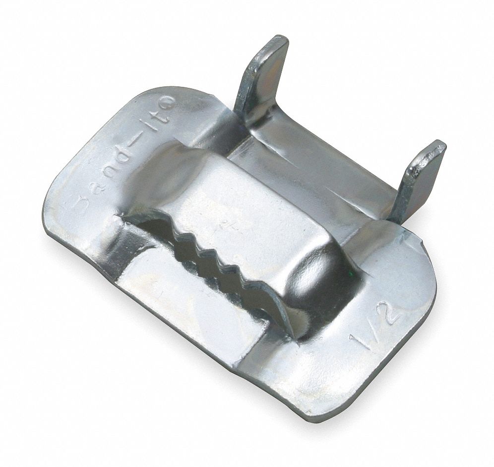 BANDIT Standard Duty, Stainless Steel Strapping Buckle, Fits Strap Width 1/2 in, Flat Seal