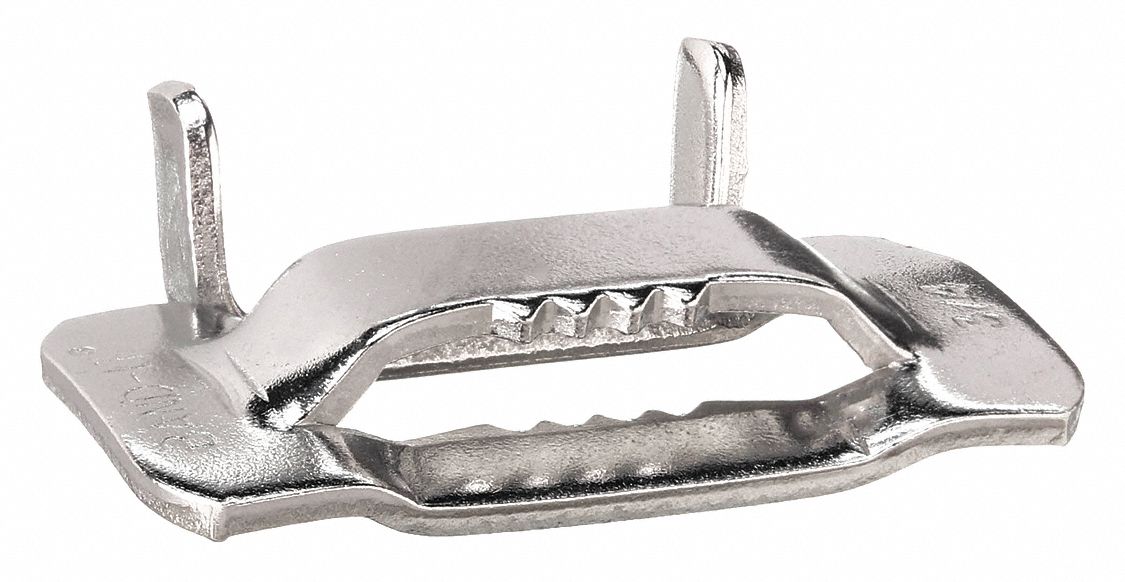 STRAPPING BUCKLE, FITS ½ IN STRAP W, 316 STAINLESS STEEL, FLAT, 50 PK