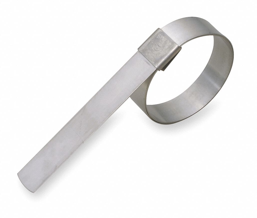 Band Clamp: 201 Stainless Steel, 2 in Inside Dia. (In.), 0.025 in Thick  (In.), 10 PK