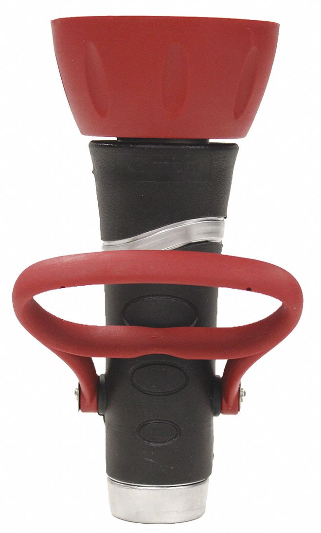 Industrial High Flow Nozzle: 250 psi Max. Pressure, Rubber, GHT, Red/Black