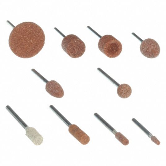 NORTON, Aluminum Oxide, 60 Grit, Vitrified Mounted Point Kit 2LRJ9
