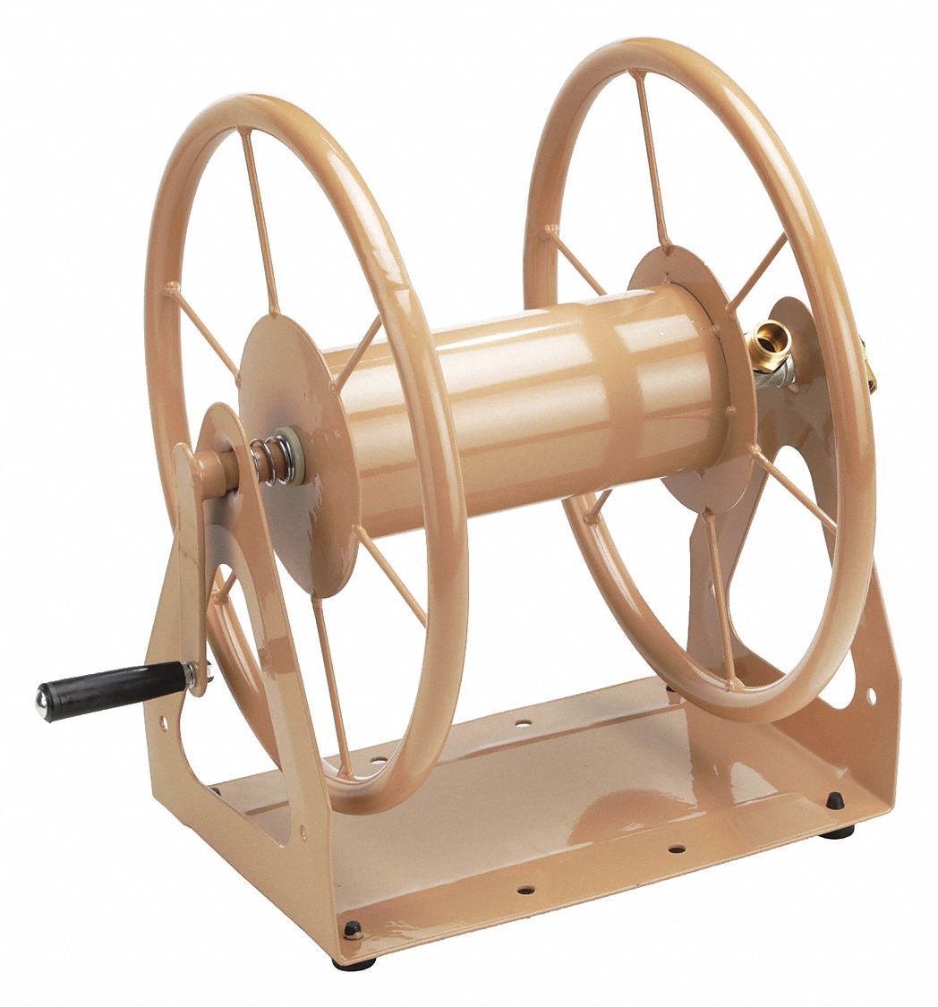 GARDEN HOSE REEL, 200 FT, ⅝ IN ID, 5½ IN REEL DIA, TAN, 21½ IN L X 16 5/16 IN W X 19 IN H