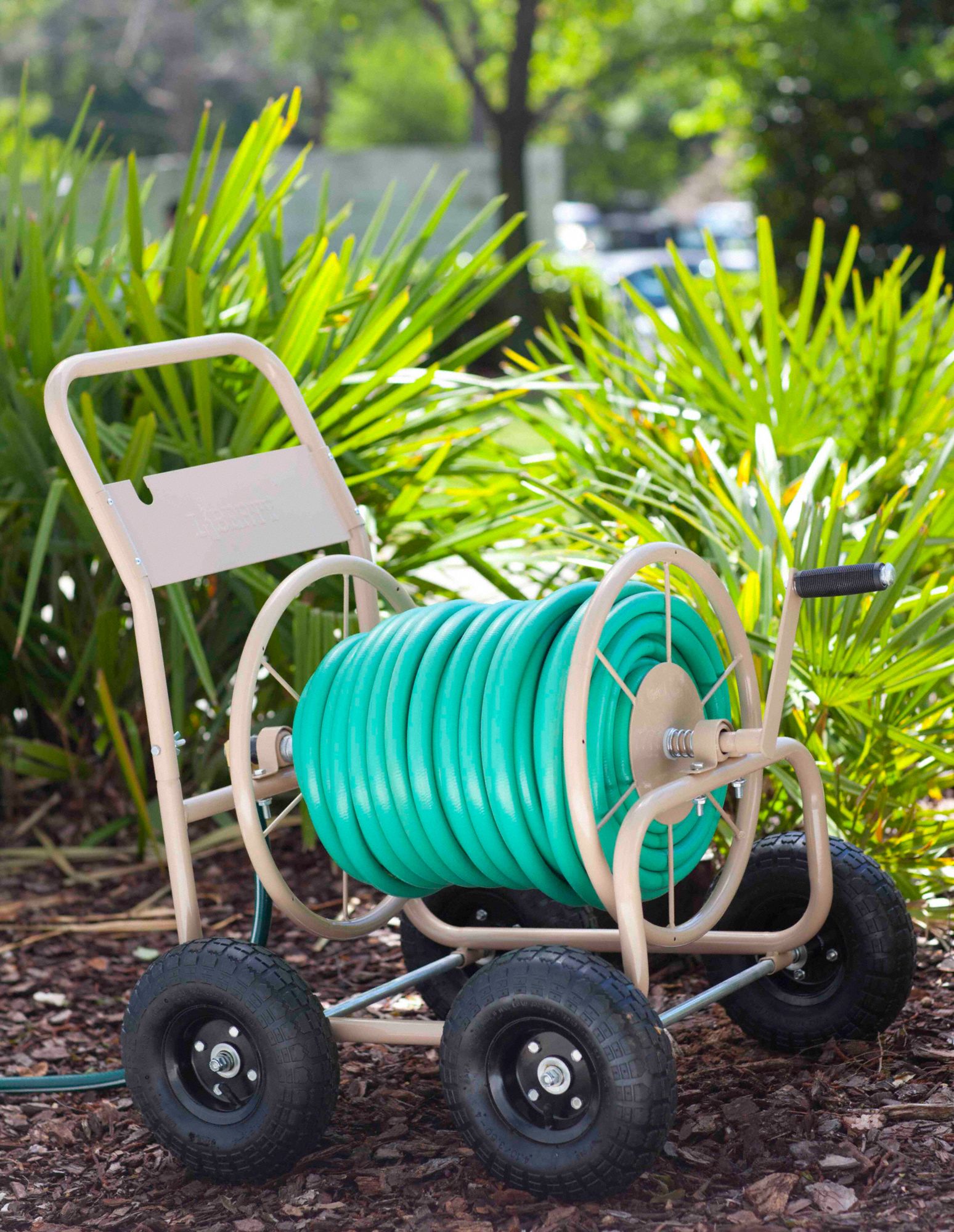 HOSE REEL CART GARDEN HOSE TROLLEY WITH WHEELS NEW IN BOX. 