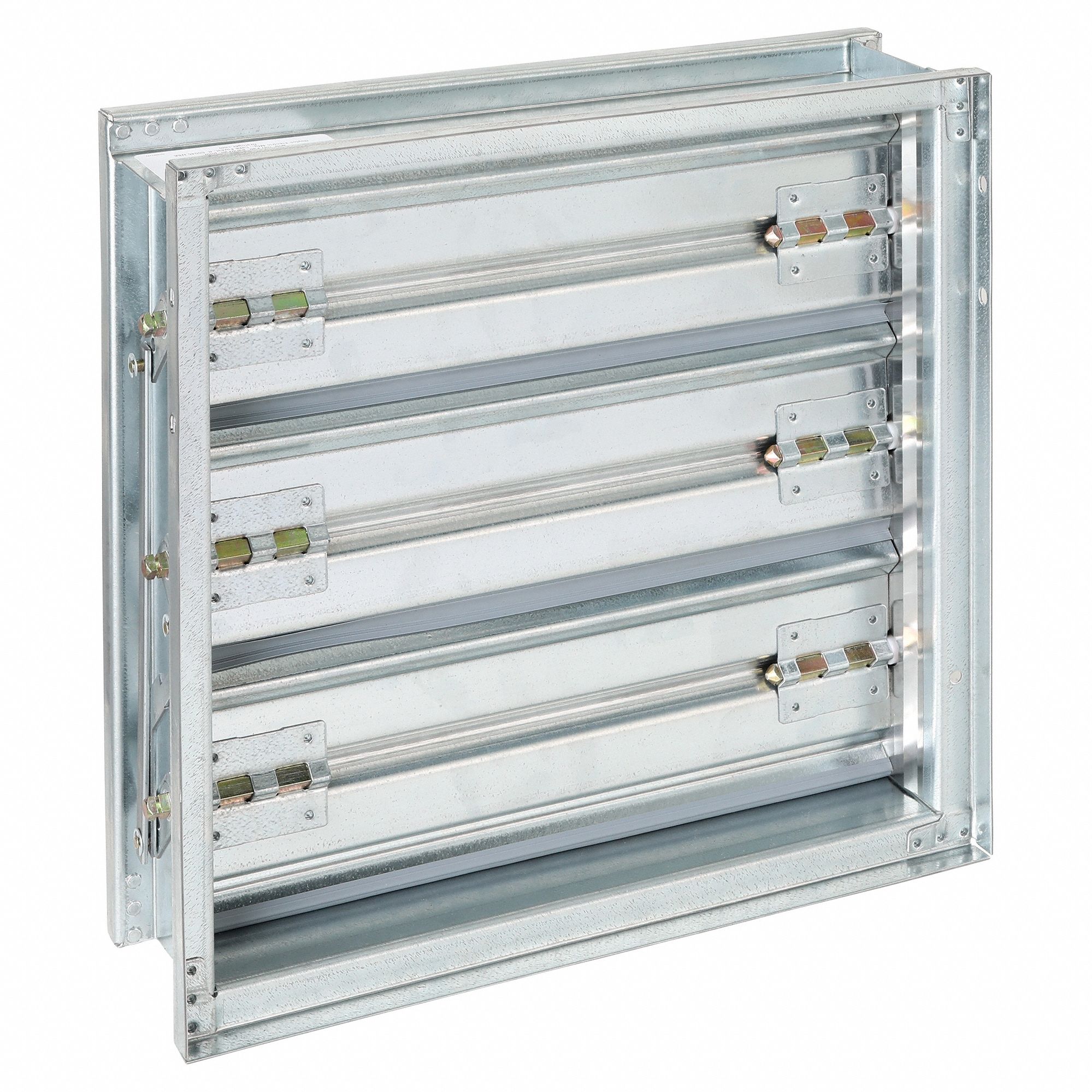 17.75"H-W 5"L GStl Volume Control Dampr: 5 in L, 17 3/4 in H, 17 3/4 in W, Hat Channel, Single